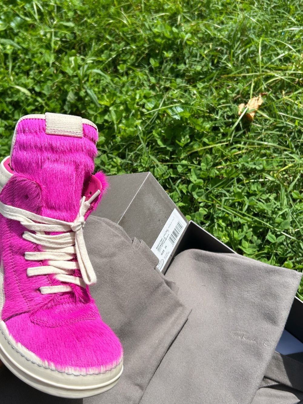 Toddler Bright Pink High-Top Rick Owens Sneakers